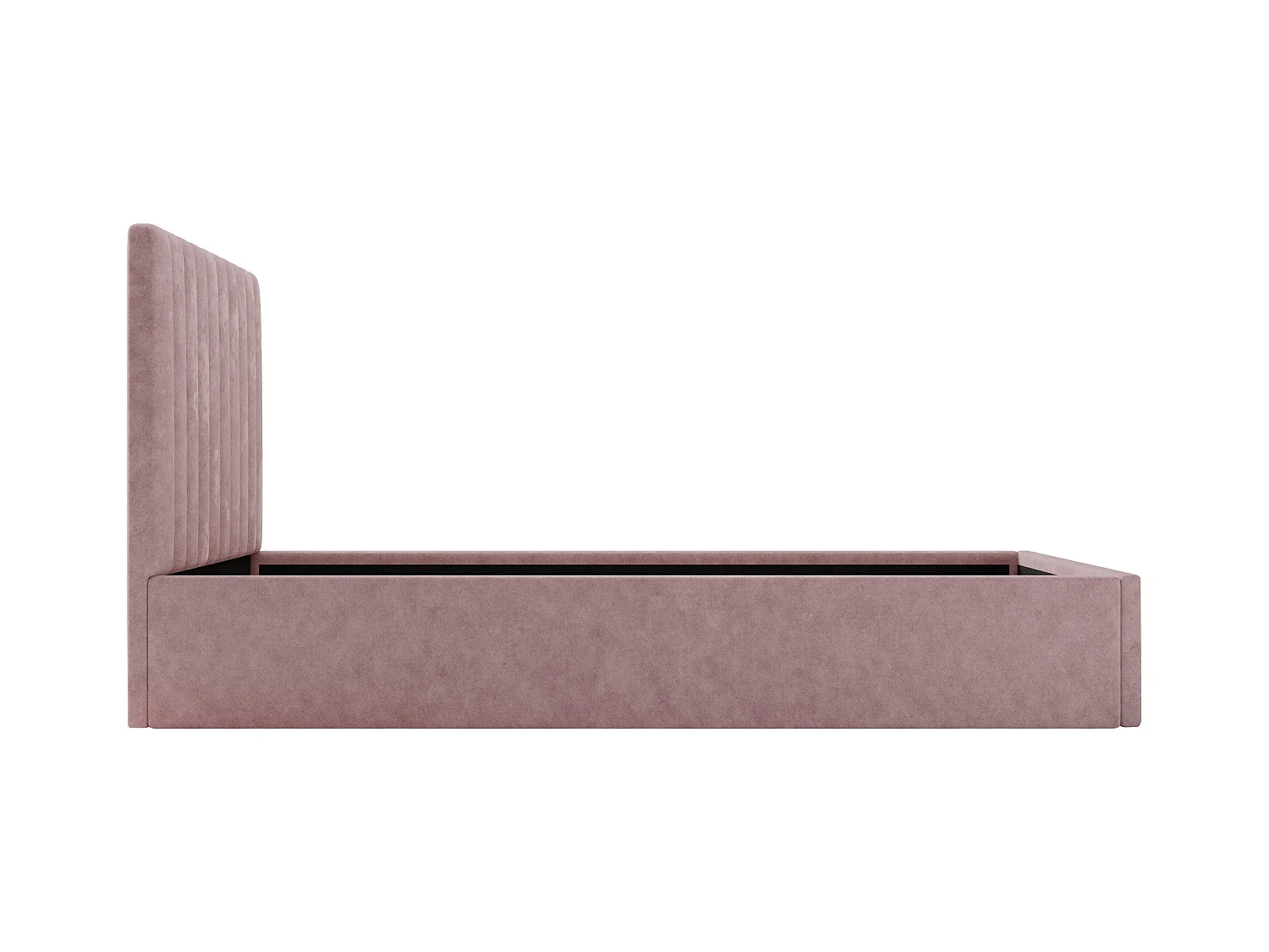 Lit coffre 90 x 190 cm avec tête de lit coutures verticales - Tissu - Rose + Matelas - SARAH