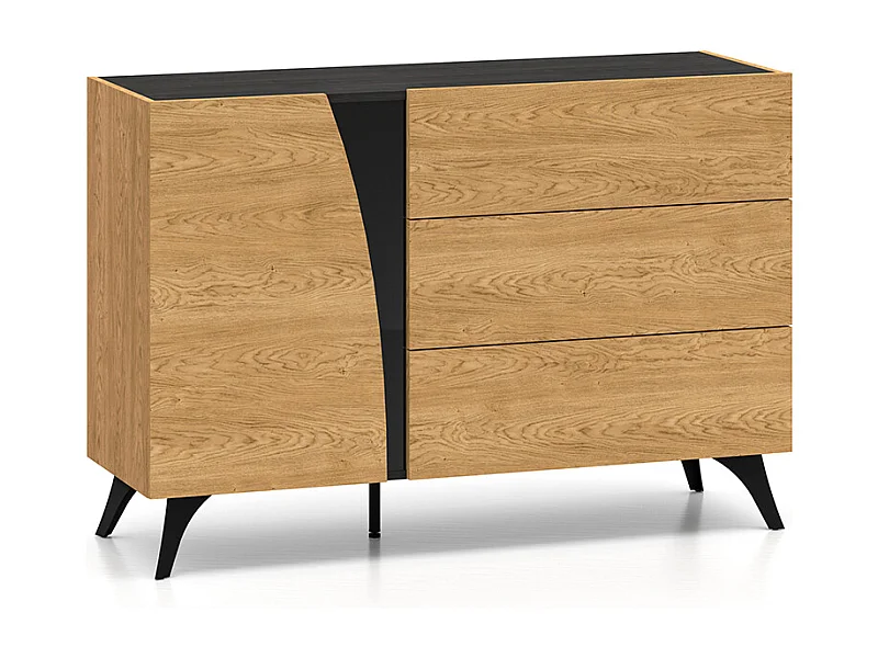 Bufé 1 puerta 3 cajones Soah Madera y Negro