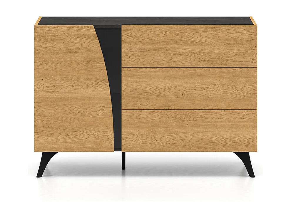 Buffet 1 porte 3 tiroirs Soah Bois et Noir