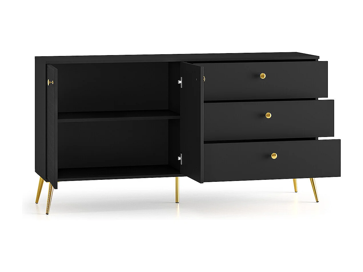 Buffet 2 portes 3 tiroirs Manoé Noir