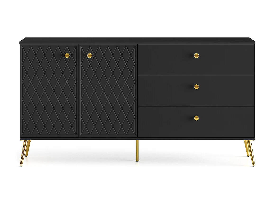 Buffet 2 portes 3 tiroirs Manoé Noir