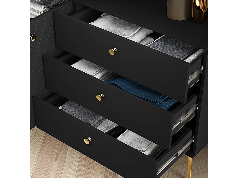 Buffet 2 portes 3 tiroirs Manoé Noir