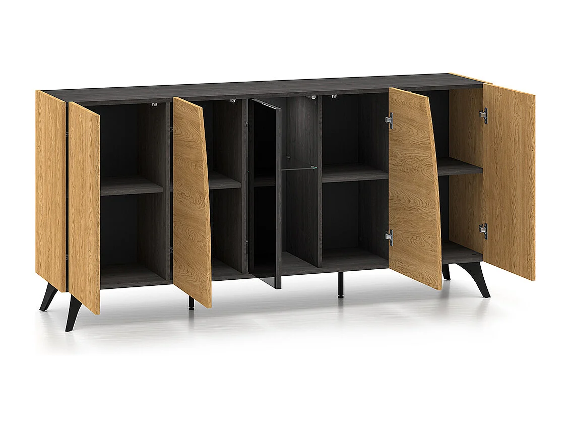 Buffet 5 portes Soah Bois et Noir