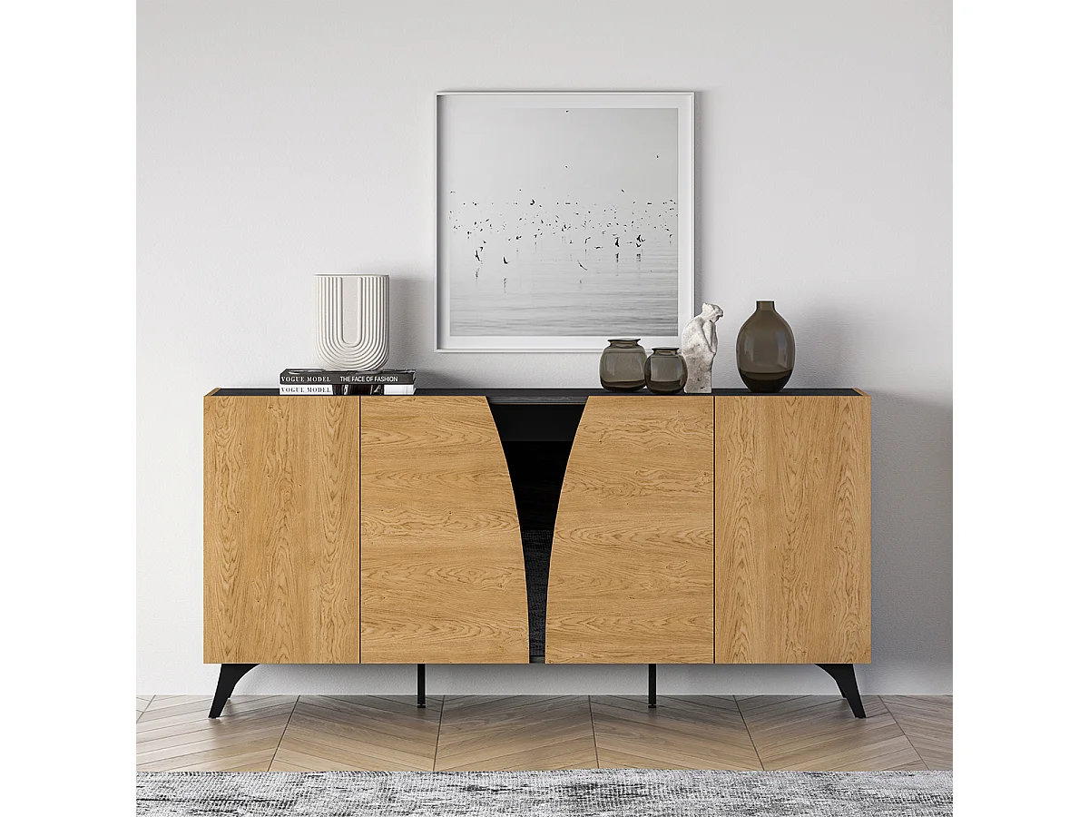 Buffet 5 portes Soah Bois et Noir