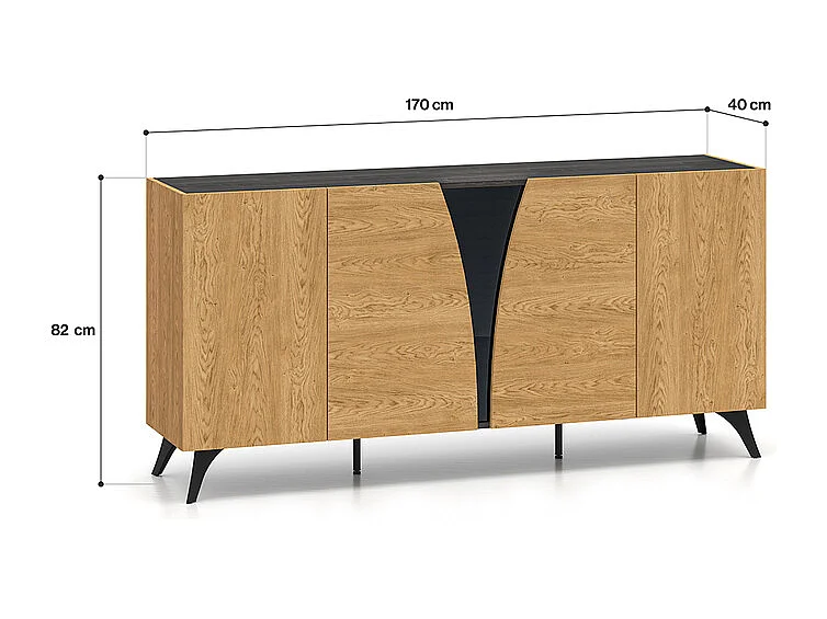 Buffet 5 portes Soah Bois et Noir