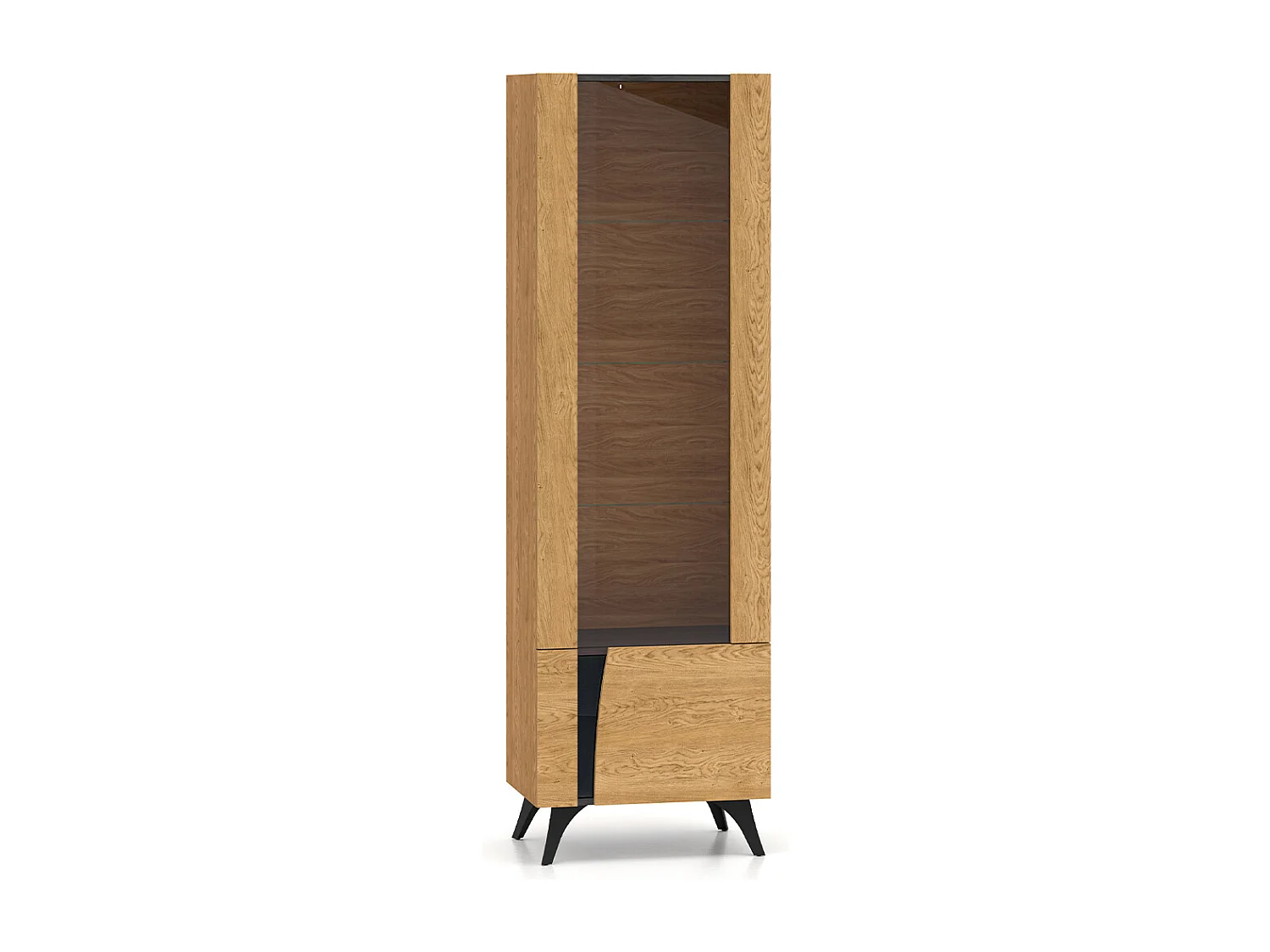 Soah Wood and Black 2-door display cabinet, right