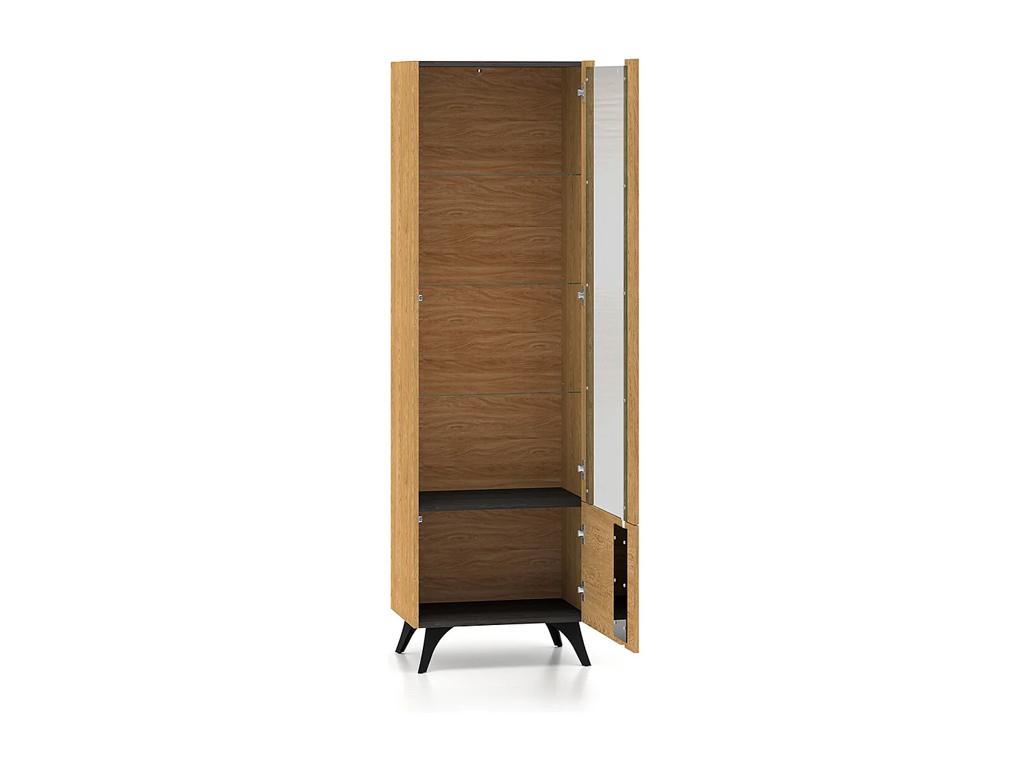 Soah Wood and Black 2-door display cabinet, right