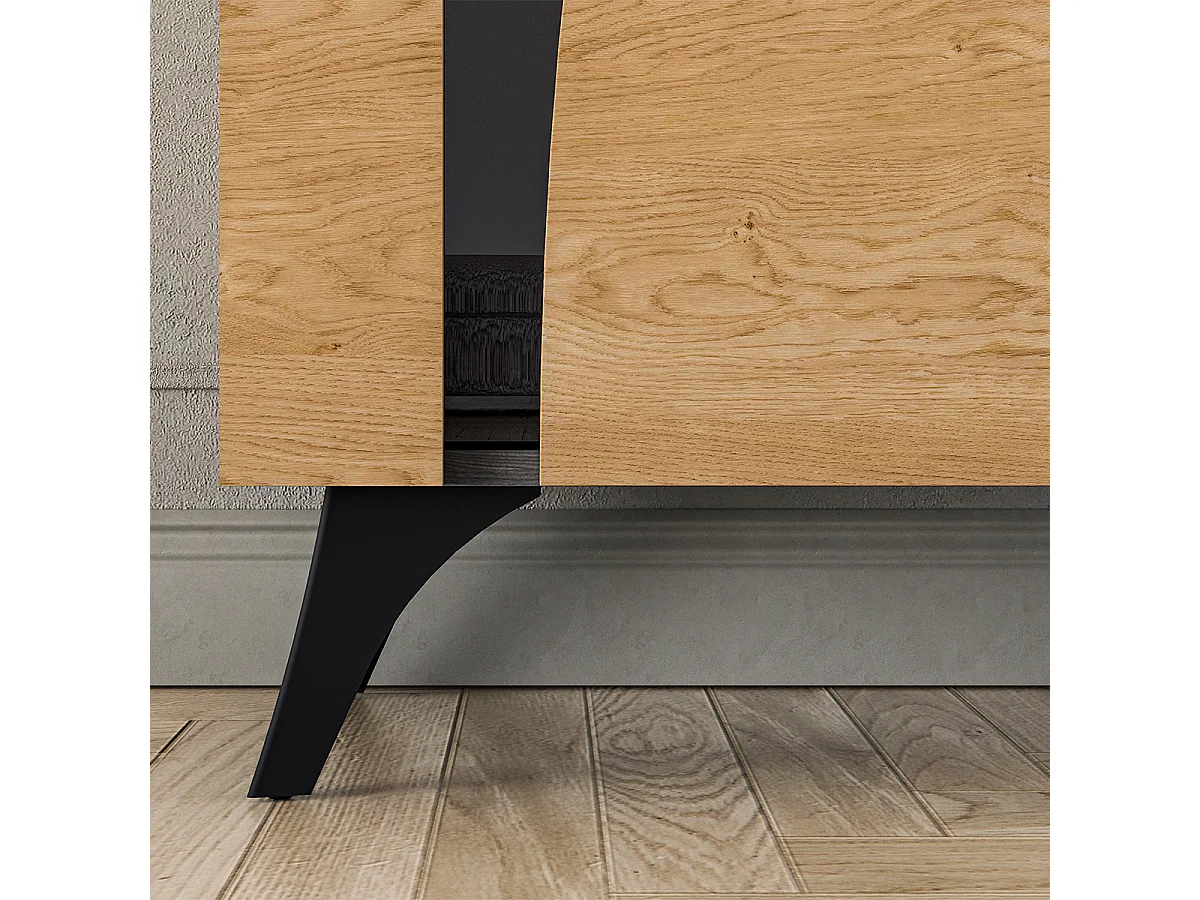 Soah Wood and Black 2-door display cabinet, right