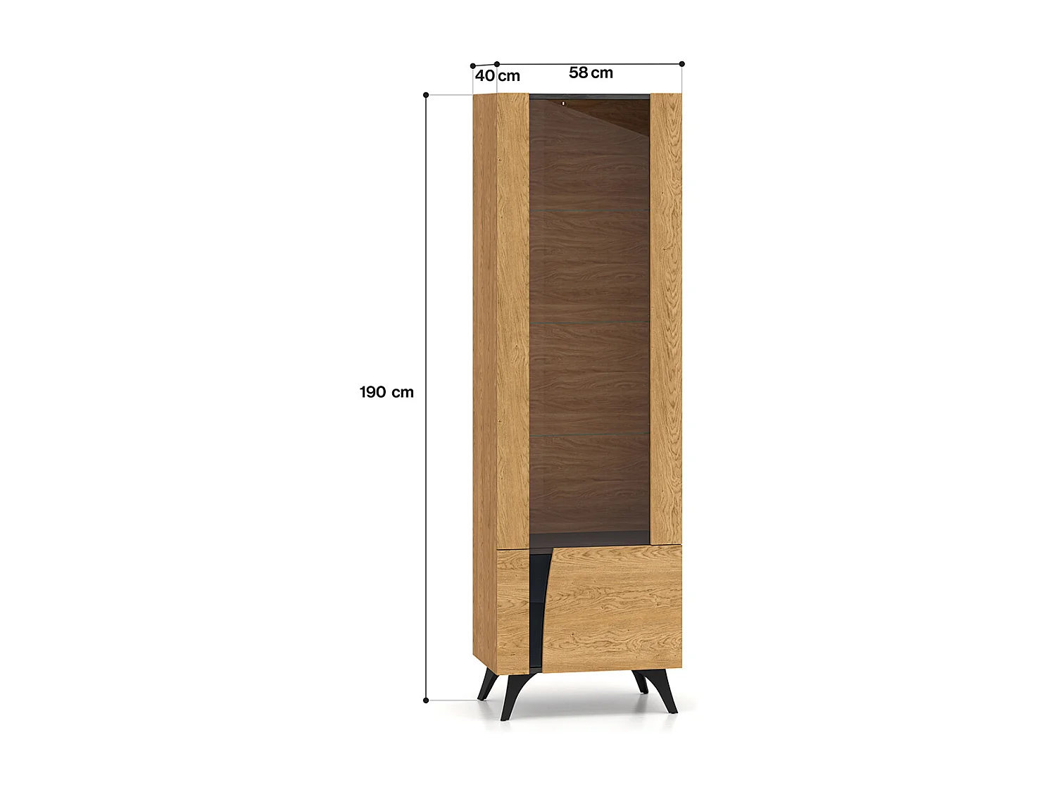 Soah Wood and Black 2-door display cabinet, right