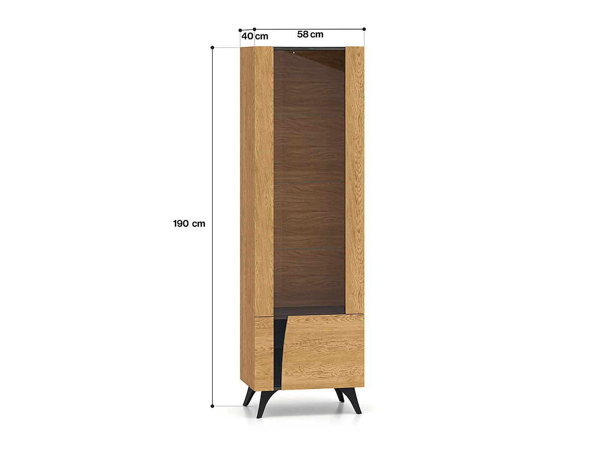 Dvojdverová vitrína Soah Wood and Black, pravá