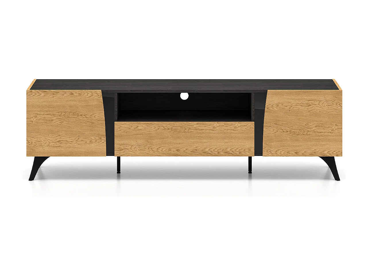 Soah Hout en Zwart 2-deurs 180 cm TV-meubel