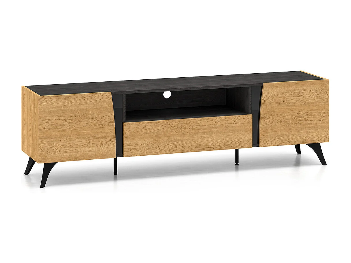 Móvel TV 2 portas Soah madeira e preto 180cm