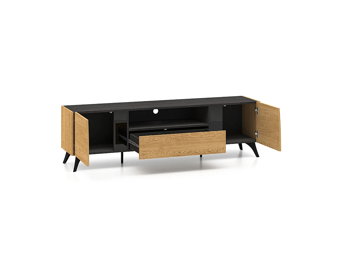 TV-Möbel mit 2 Türen 180 cm Soah Holz und Schwarz