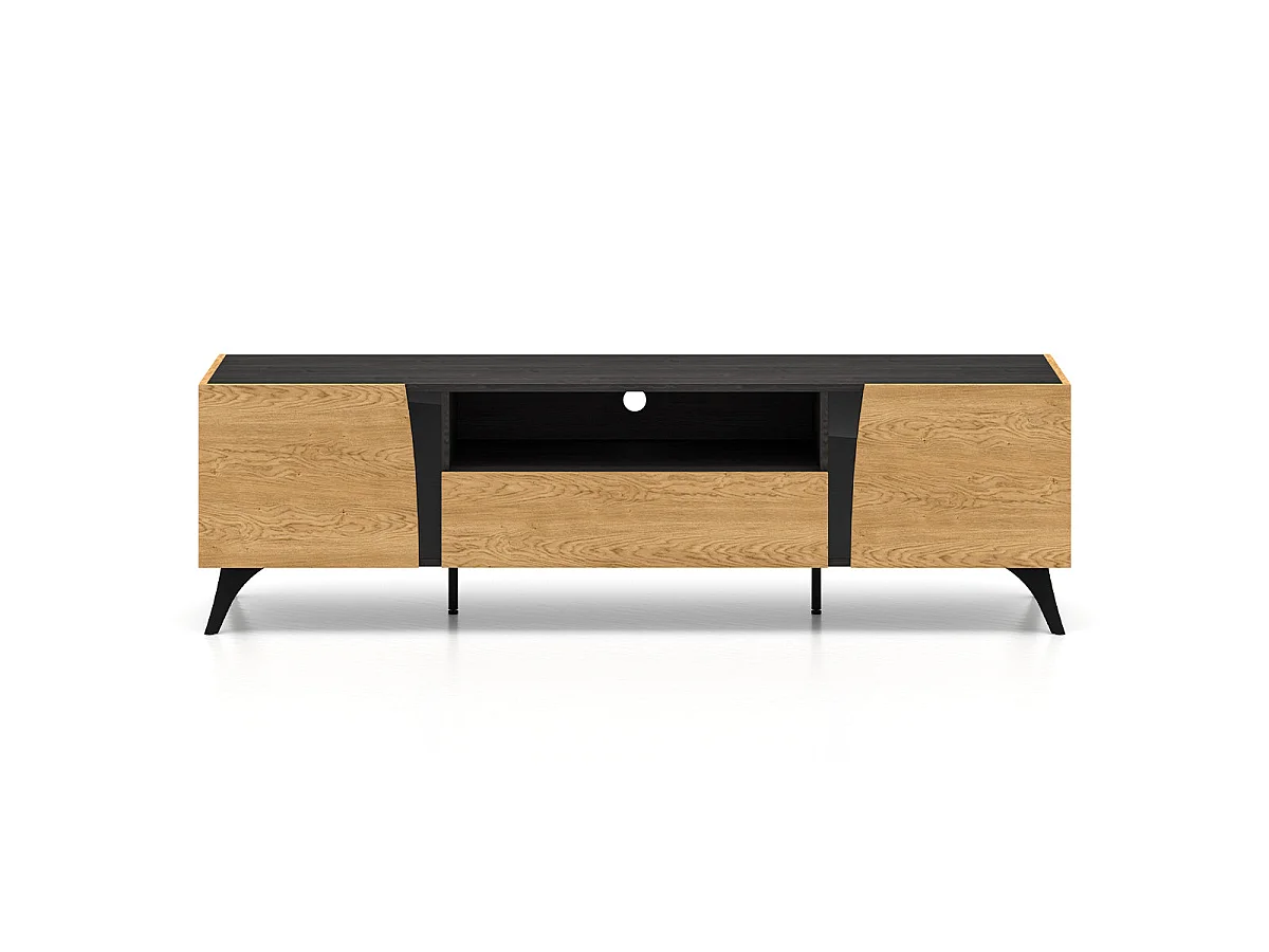TV-Möbel mit 2 Türen 180 cm Soah Holz und Schwarz