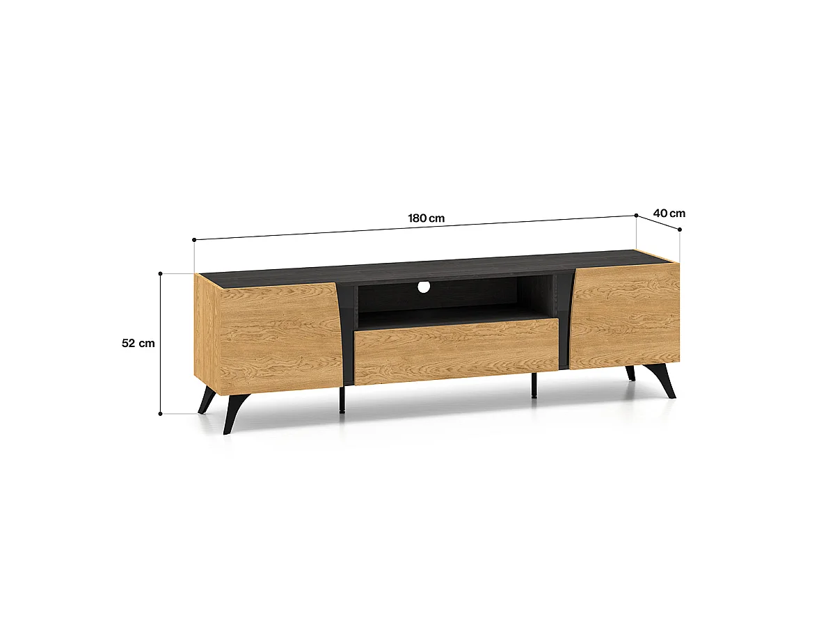 Porta TV Soah in legno e nero a 2 ante da 180 cm
