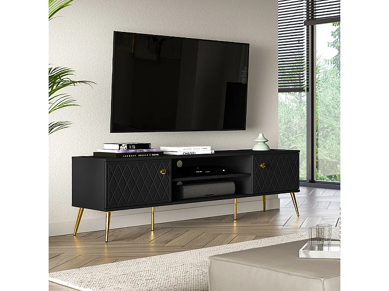 Manoé Zwart 2-deurs TV-meubel 160 cm