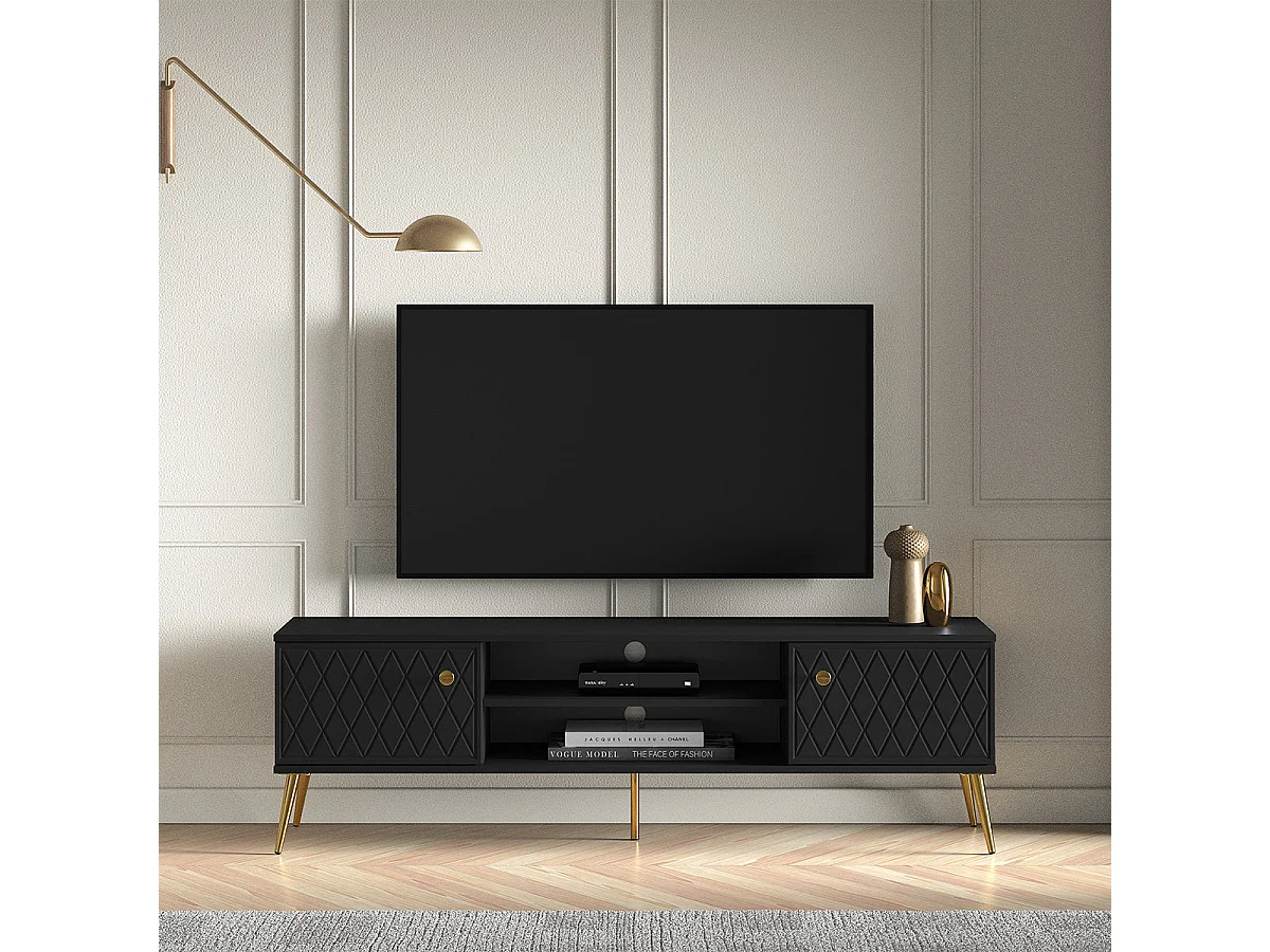 Meuble TV 2 portes 160 cm Manoé Noir