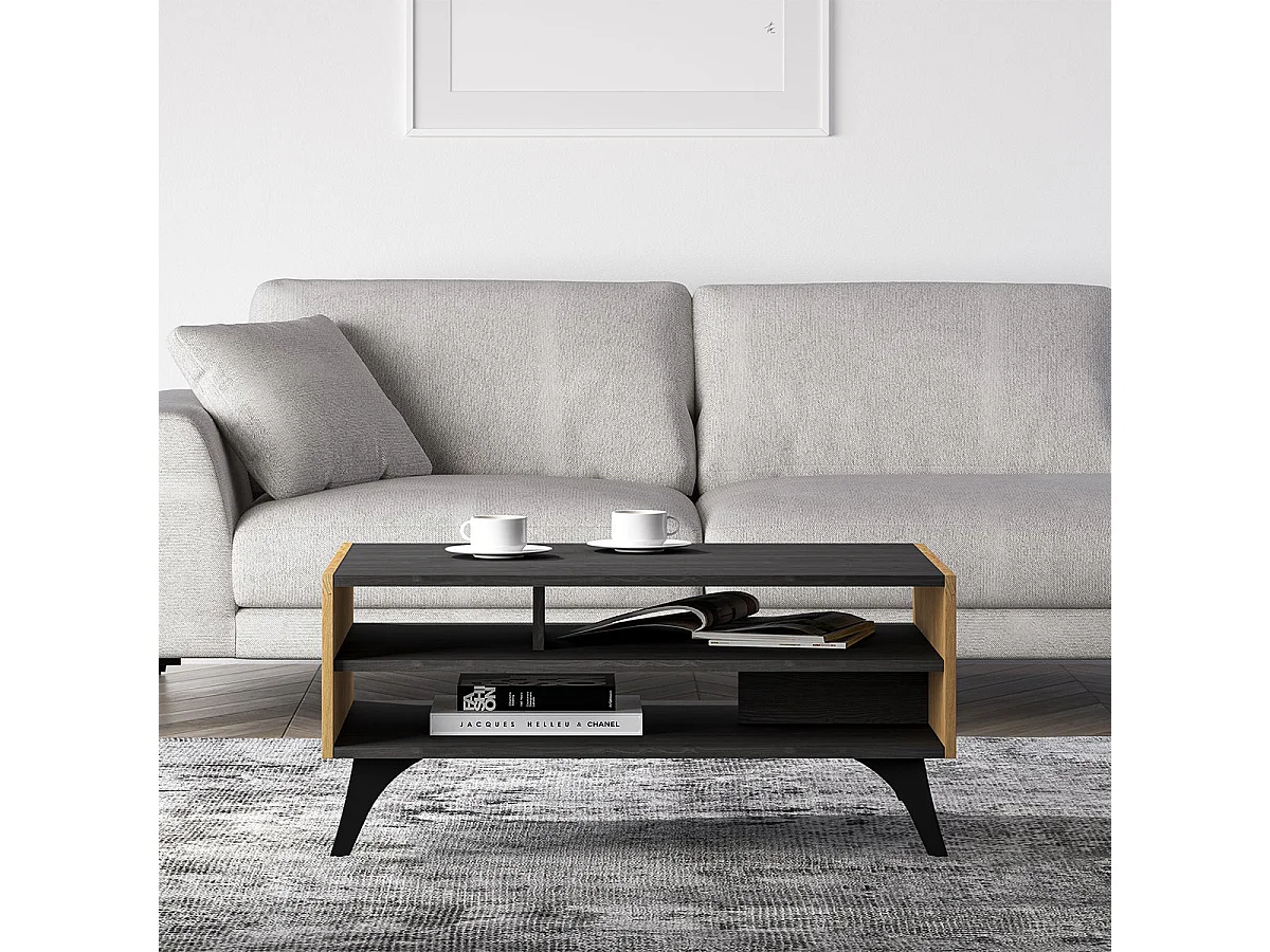 Soah Wood and Black Coffee Table