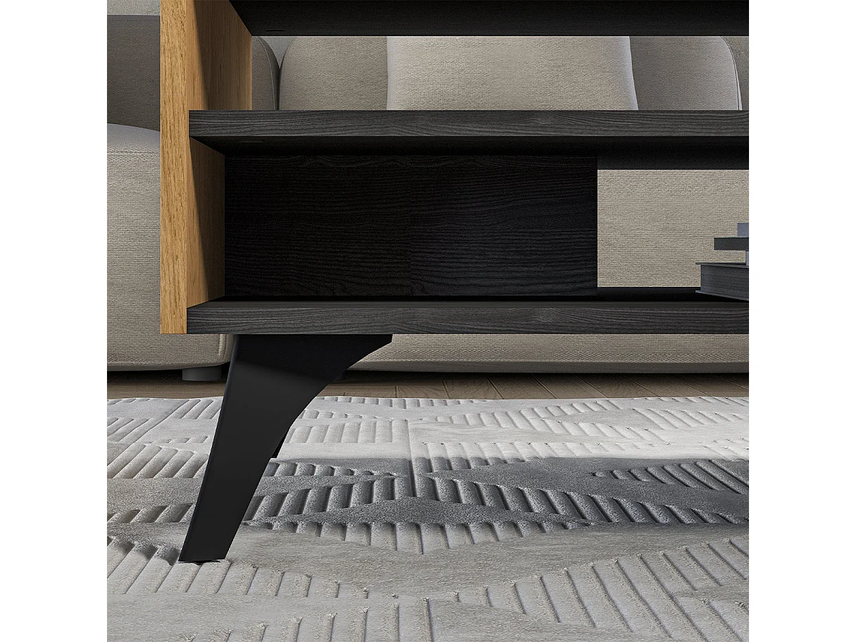 Soah Wood and Black Coffee Table