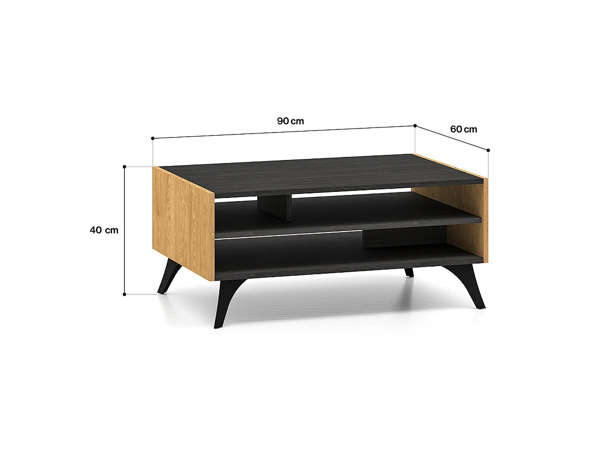 Soah Wood and Black Coffee Table