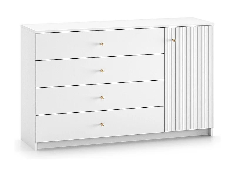 Commode 1 porte 4 tiroirs Luor Blanc