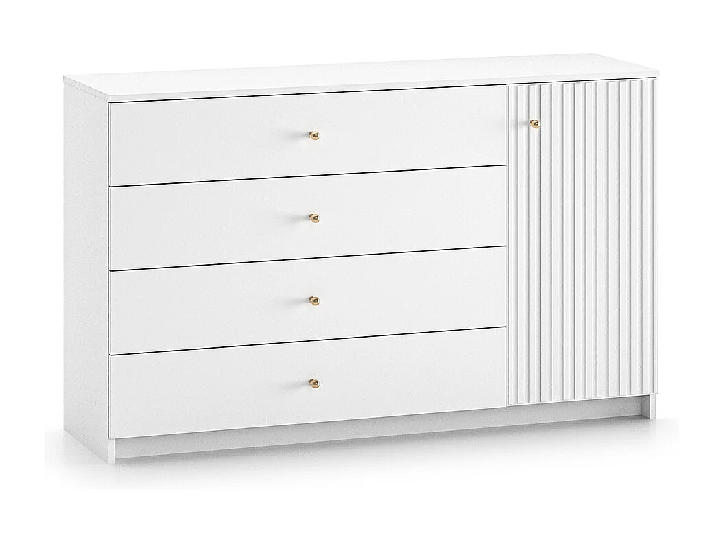Commode 1 porte 4 tiroirs Luor Blanc