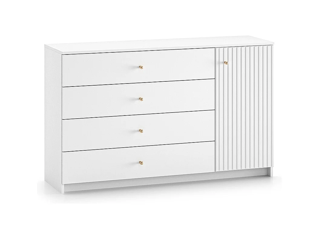 Commode 1 porte 4 tiroirs Luor Blanc