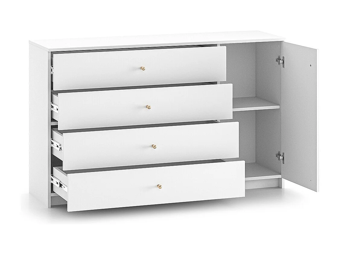 Cassettiera 1 anta 4 cassetti Luor bianco 85cm