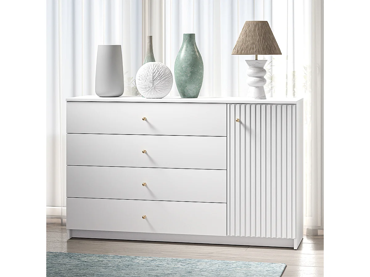 Cassettiera 1 anta 4 cassetti Luor bianco 85cm