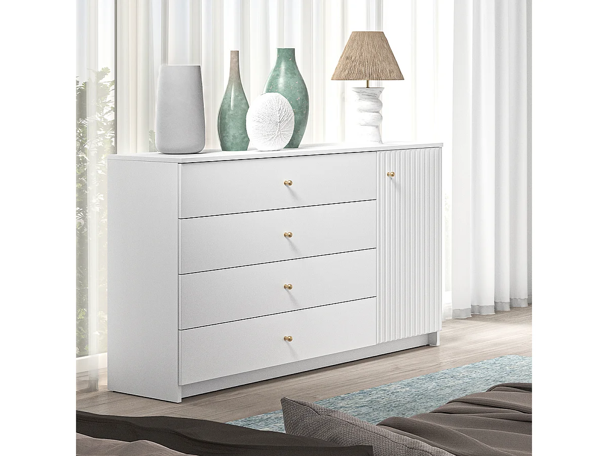 Cassettiera 1 anta 4 cassetti Luor bianco 85cm