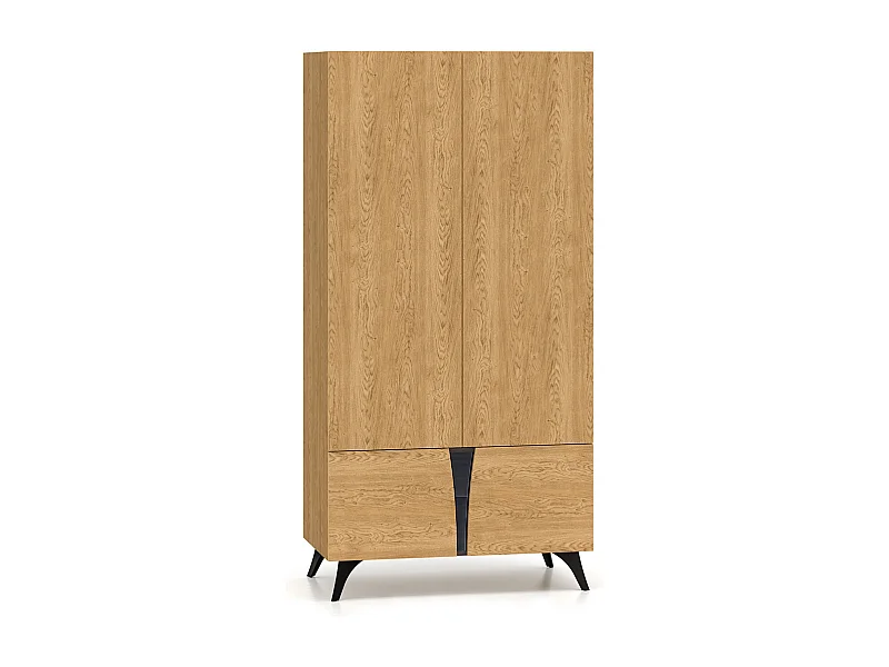 Armario 4 puertas Soah Madera y Negro