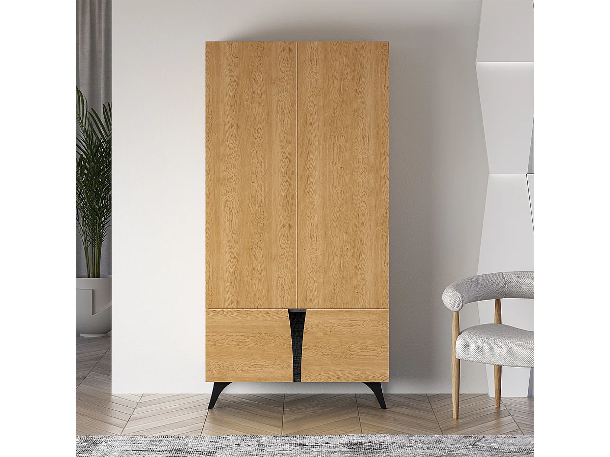 Armadio 4 ante Soah marrone e nero 190cm