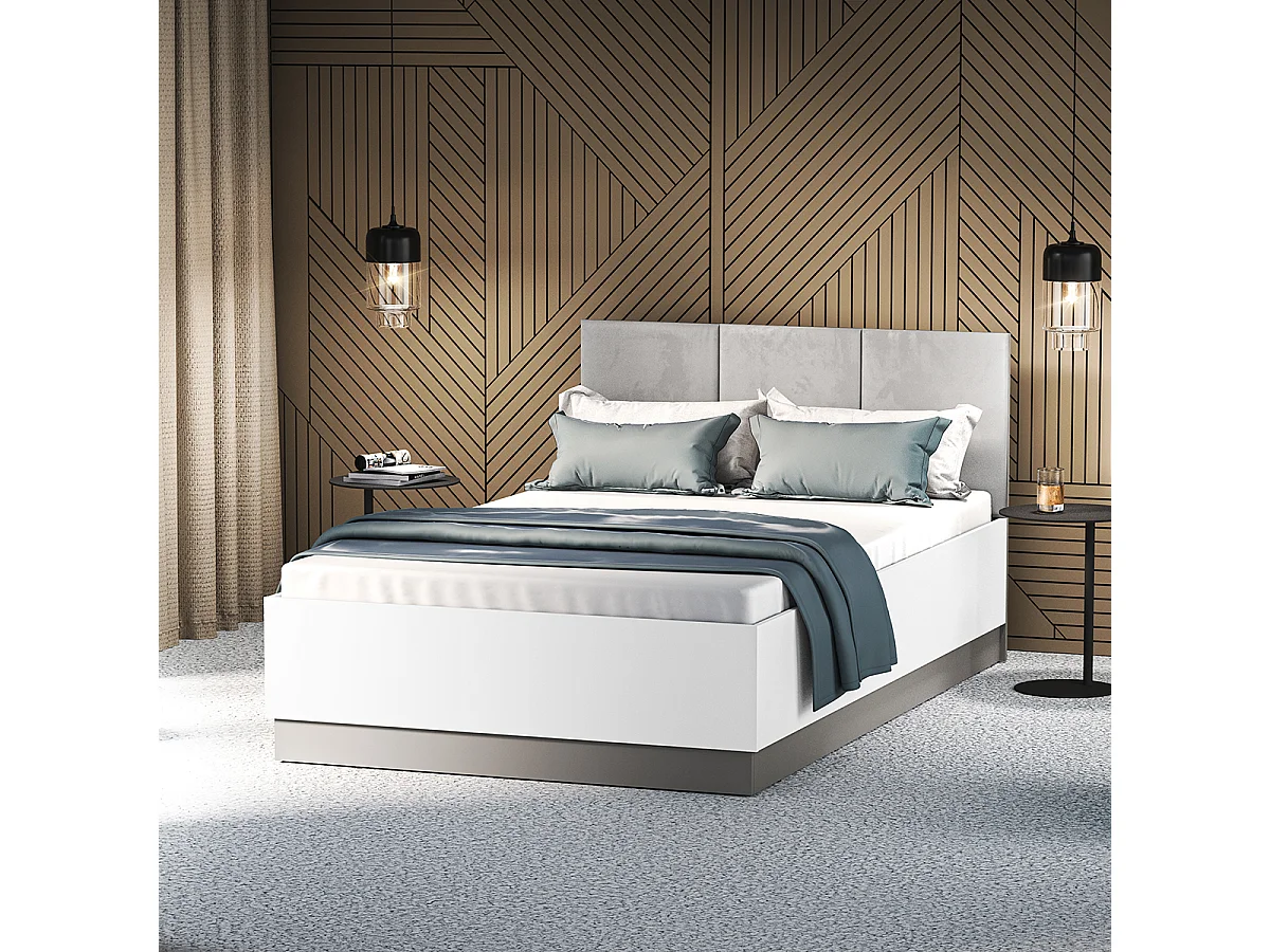 Lit coffre 120x200 sommier inclus Luor Blanc