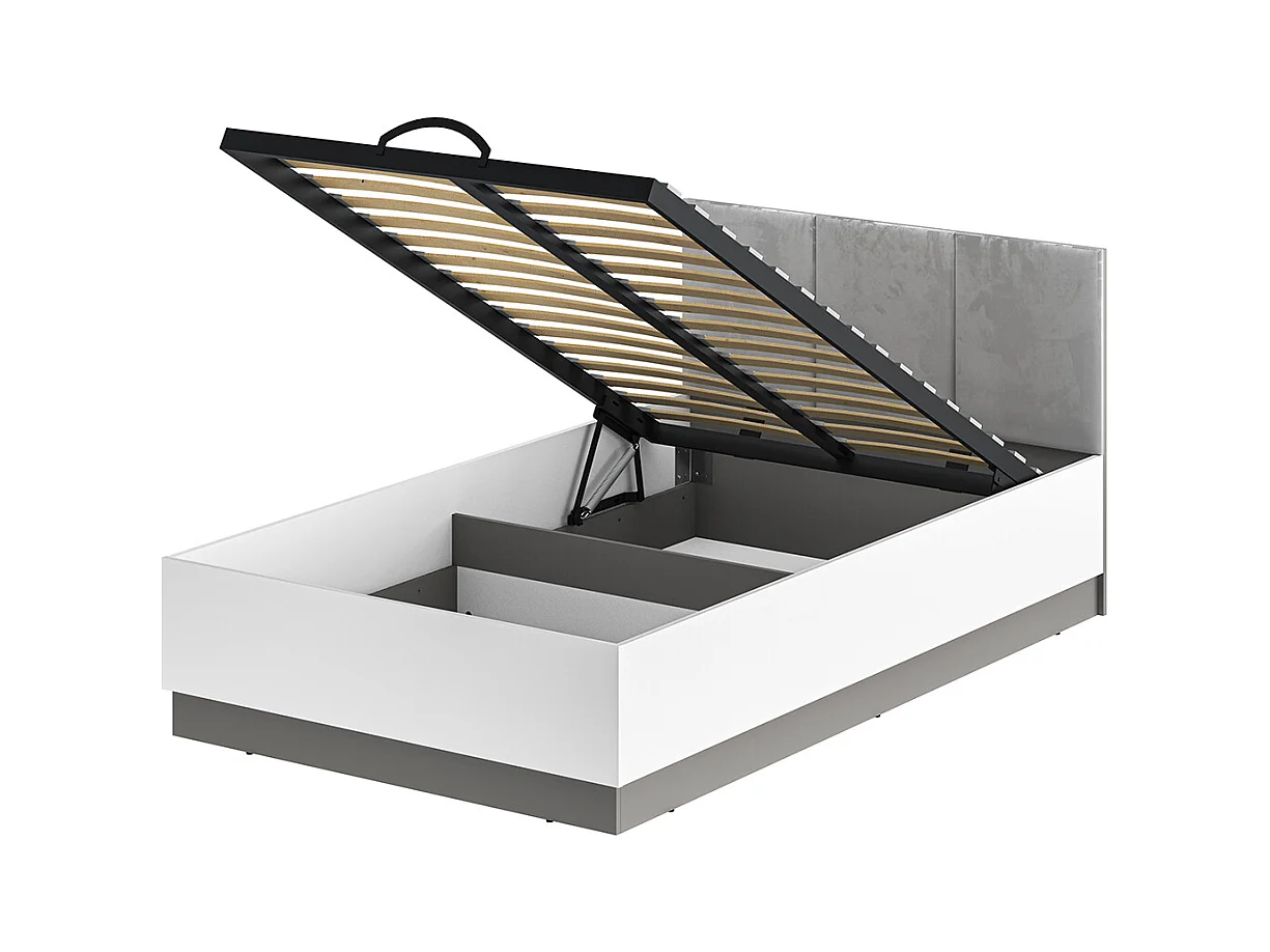 Lit coffre 120x200 sommier inclus Luor Blanc