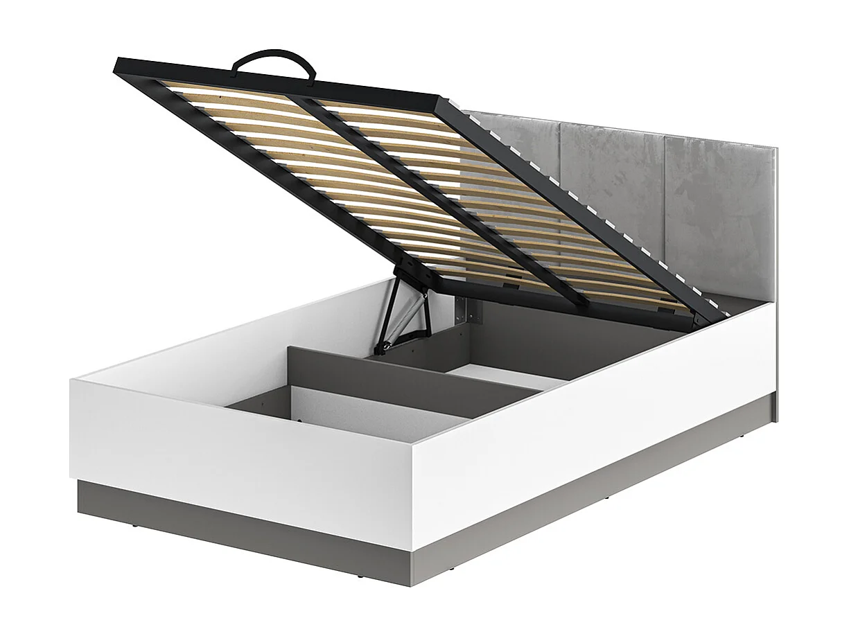 Lit coffre 120x200 sommier inclus Luor Blanc