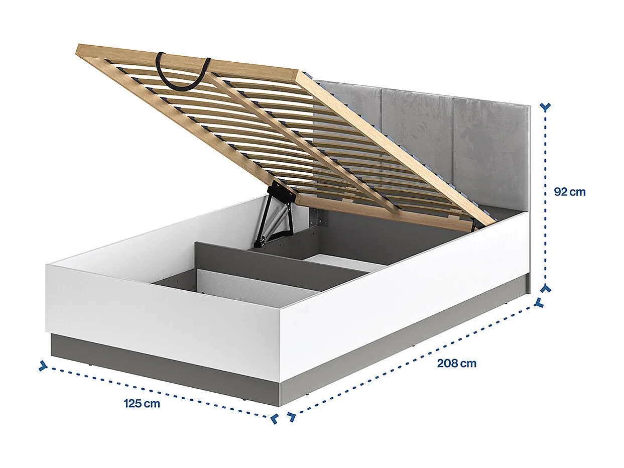 Luor White 120x200 boxseng inkl. lamelbund