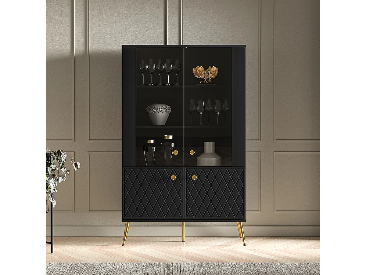 Manoé Zwarte 4-deurs servieskast