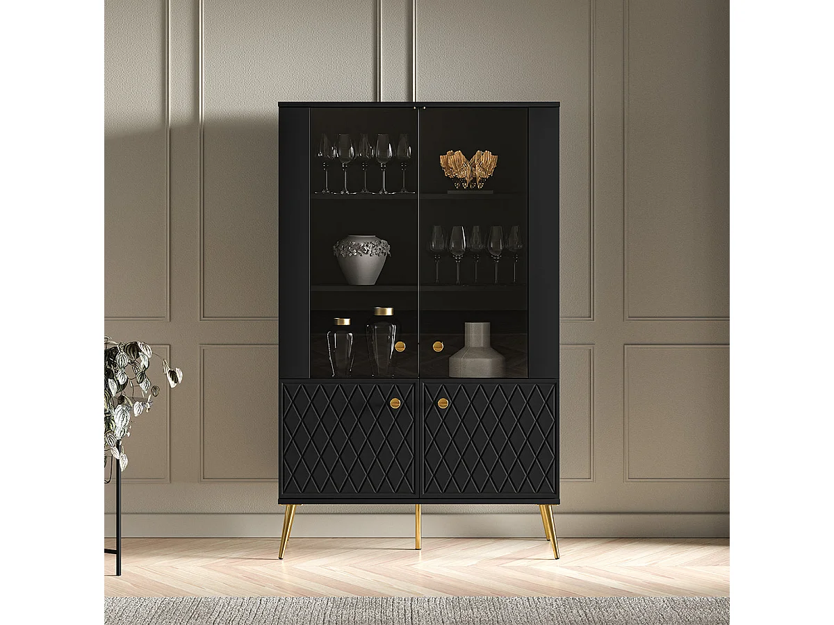 Armário de porcelana 4 portas Manoé preto 149cm