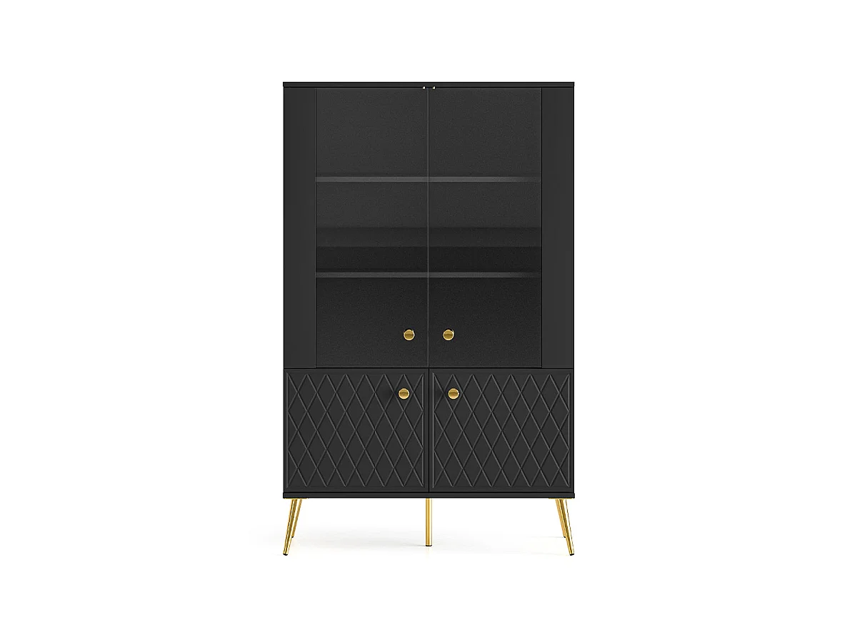 Armário de porcelana 4 portas Manoé preto 149cm