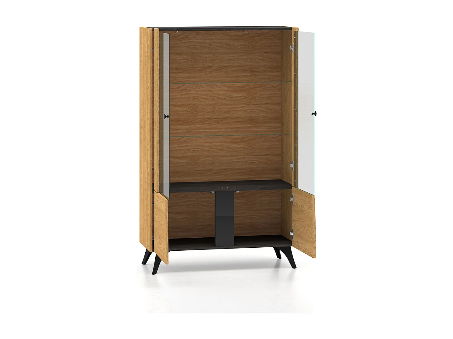 Soah Hout en Zwart 4-deurs servieskast