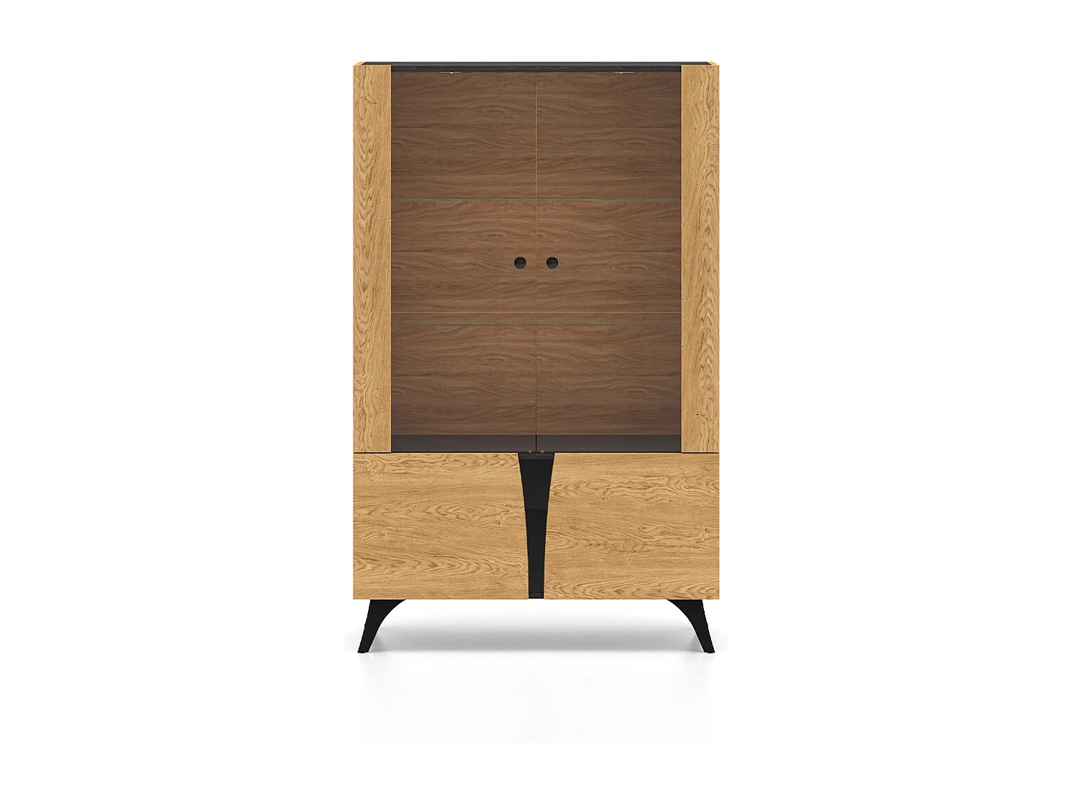 Soah Hout en Zwart 4-deurs servieskast