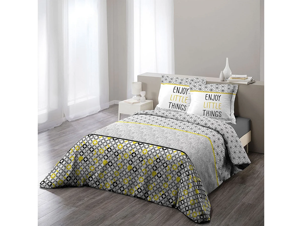 Parure de Lit 3 Pièces "Remix" 260x240cm Jaune