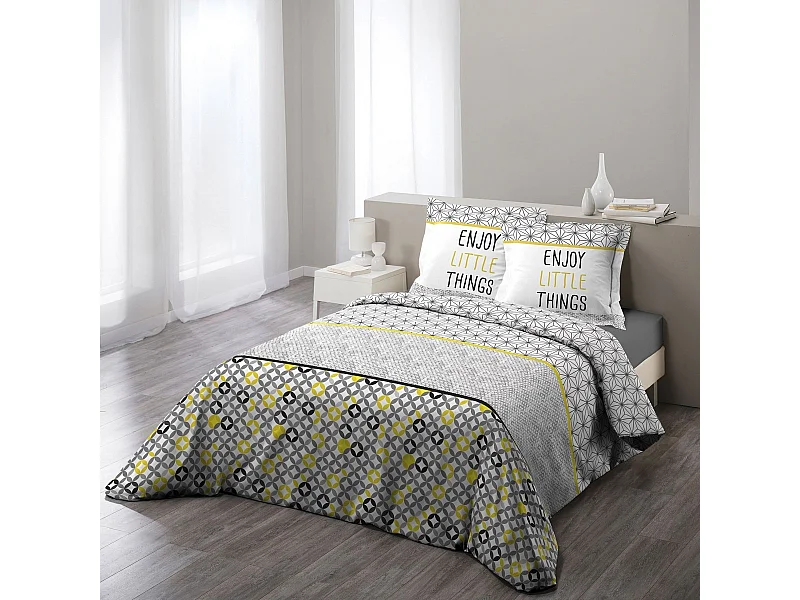 Parure de Lit 3 Pièces "Remix" 260x240cm Jaune