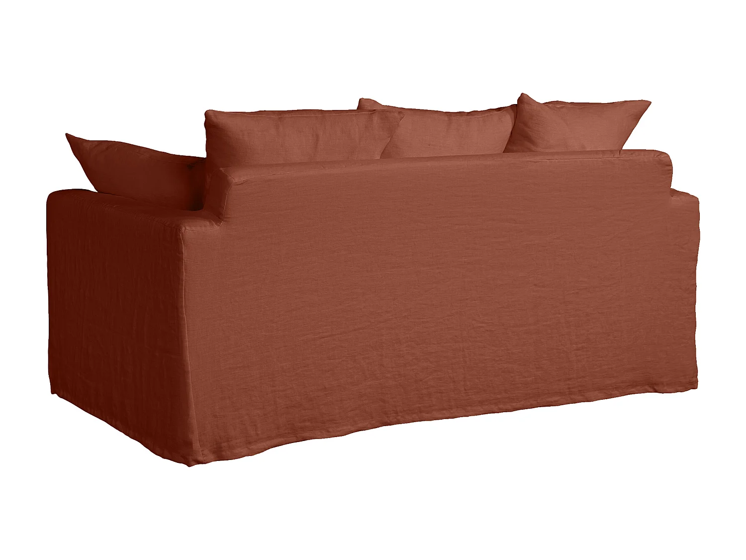 Canapé lin 3 pl SOFIA 177 cm fixe tissu Terracotta 100% déhoussable – Fab France