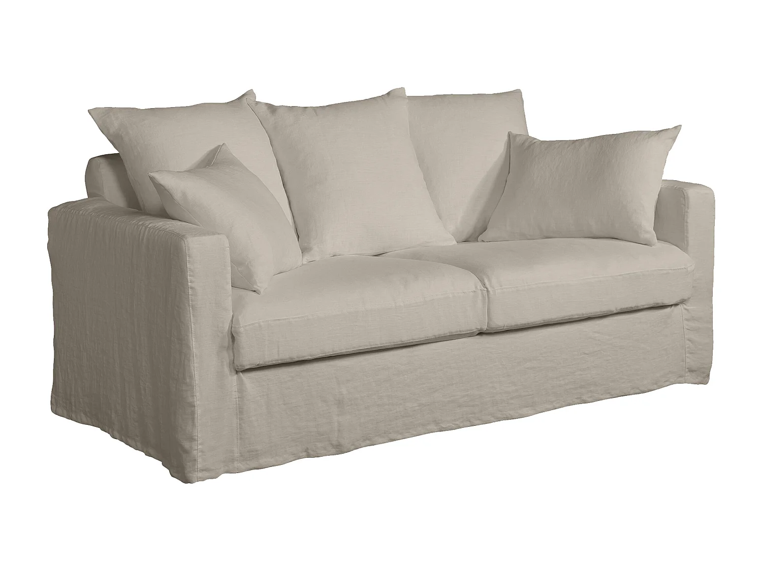 Canapé lin 3 pl SOFIA 177 cm fixe tissu Ficelle 100% déhoussable – Fab France
