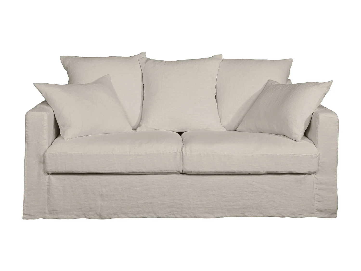 Canapé lin 3 pl SOFIA 177 cm fixe tissu Ficelle 100% déhoussable – Fab France