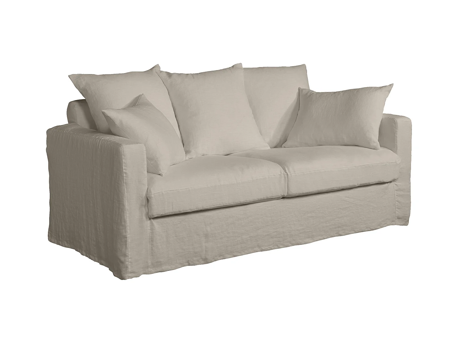 Canapé lin 3 pl SOFIA 177 cm fixe tissu Ficelle 100% déhoussable – Fab France