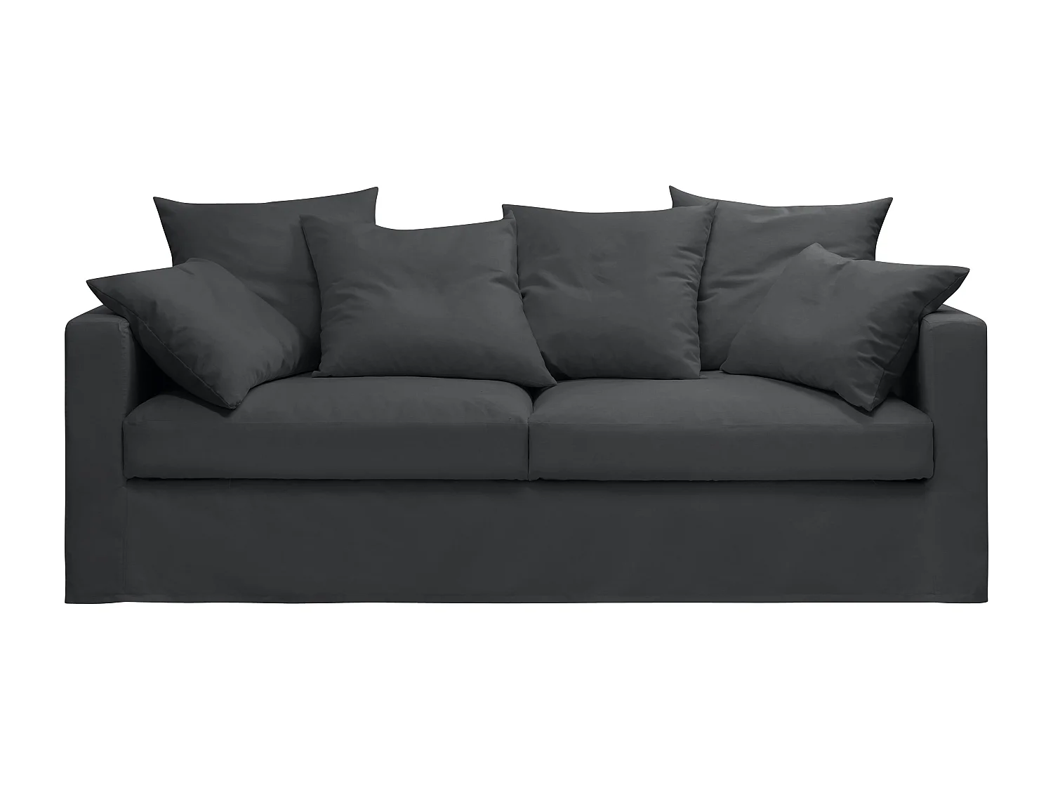 Canapé lin 4 pl SOFIA 197 cm fixe tissu Anthracite 100% déhoussable – Fab France