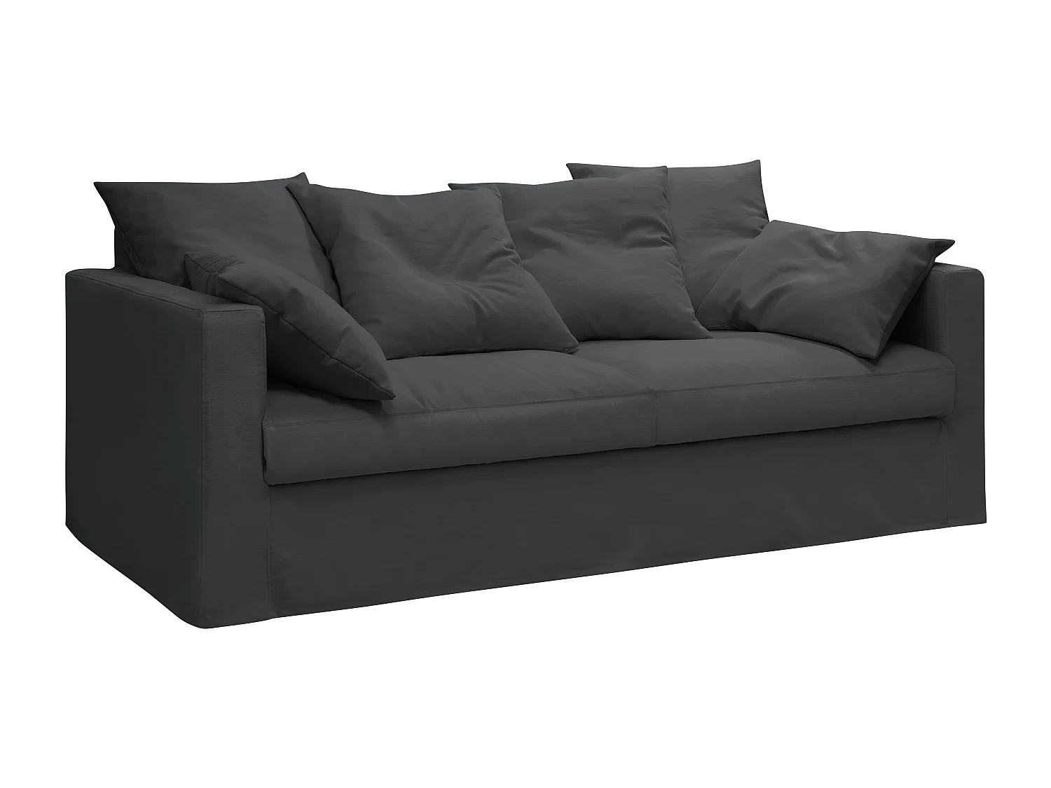 Canapé lin 4 pl SOFIA 197 cm fixe tissu Anthracite 100% déhoussable – Fab France