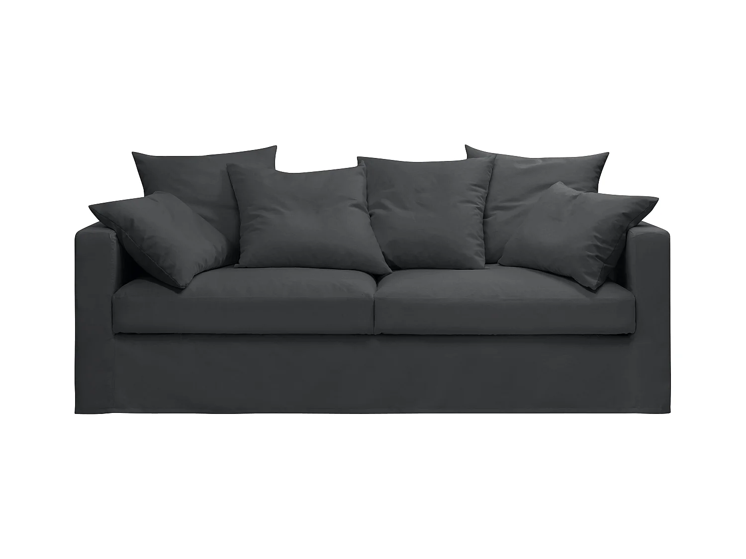 Canapé lin 4 pl SOFIA 197 cm fixe tissu Anthracite 100% déhoussable – Fab France